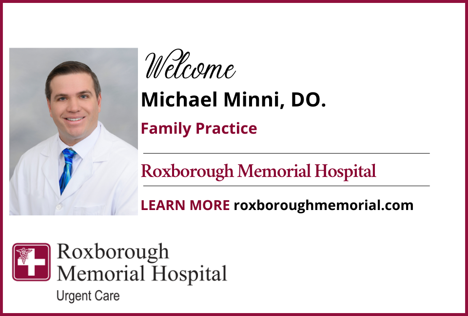 Roxborough Memorial Hospital Welcomes Michael Minni, DO, MS to Roxborough Memorial Hospital’s Urgent Care