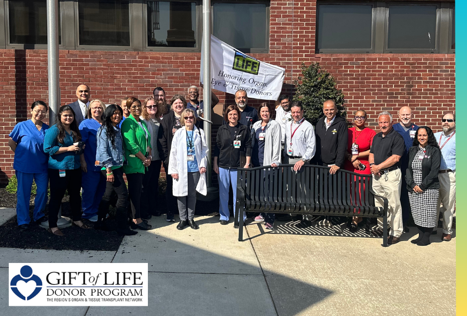Roxborough Memorial Hospital Honors Donor Heroes with a Flag Raising During National Donate Life Month in April